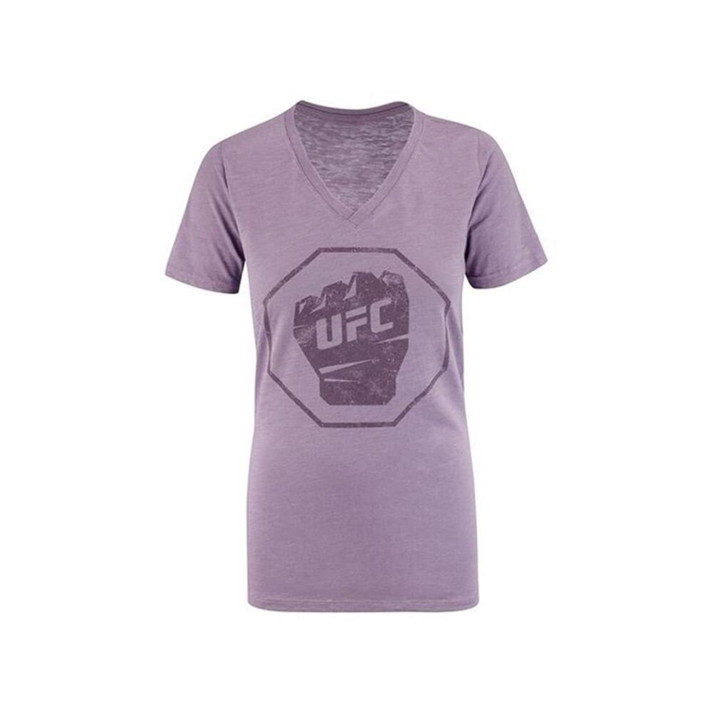 UFC Womens Distressed Logo Graphic T-Shirt, Purple, XL, DM